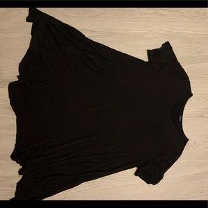 Black casual swing dress w mesh sleeve